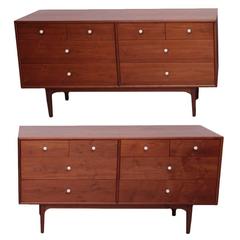 Pair of Chest of Drawer Dressers in Walnut by Kipp Stewart for Drexel