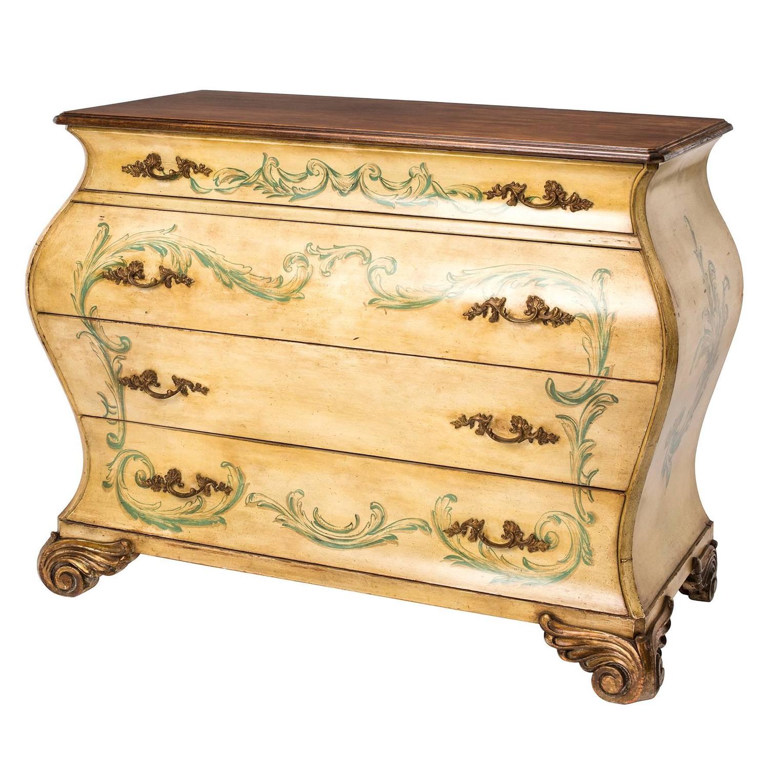 Italian Painted Bombe Chest at 1stdibs