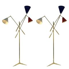 Red, White and Blue Triennale Floor lamp Designed After Arredoluce