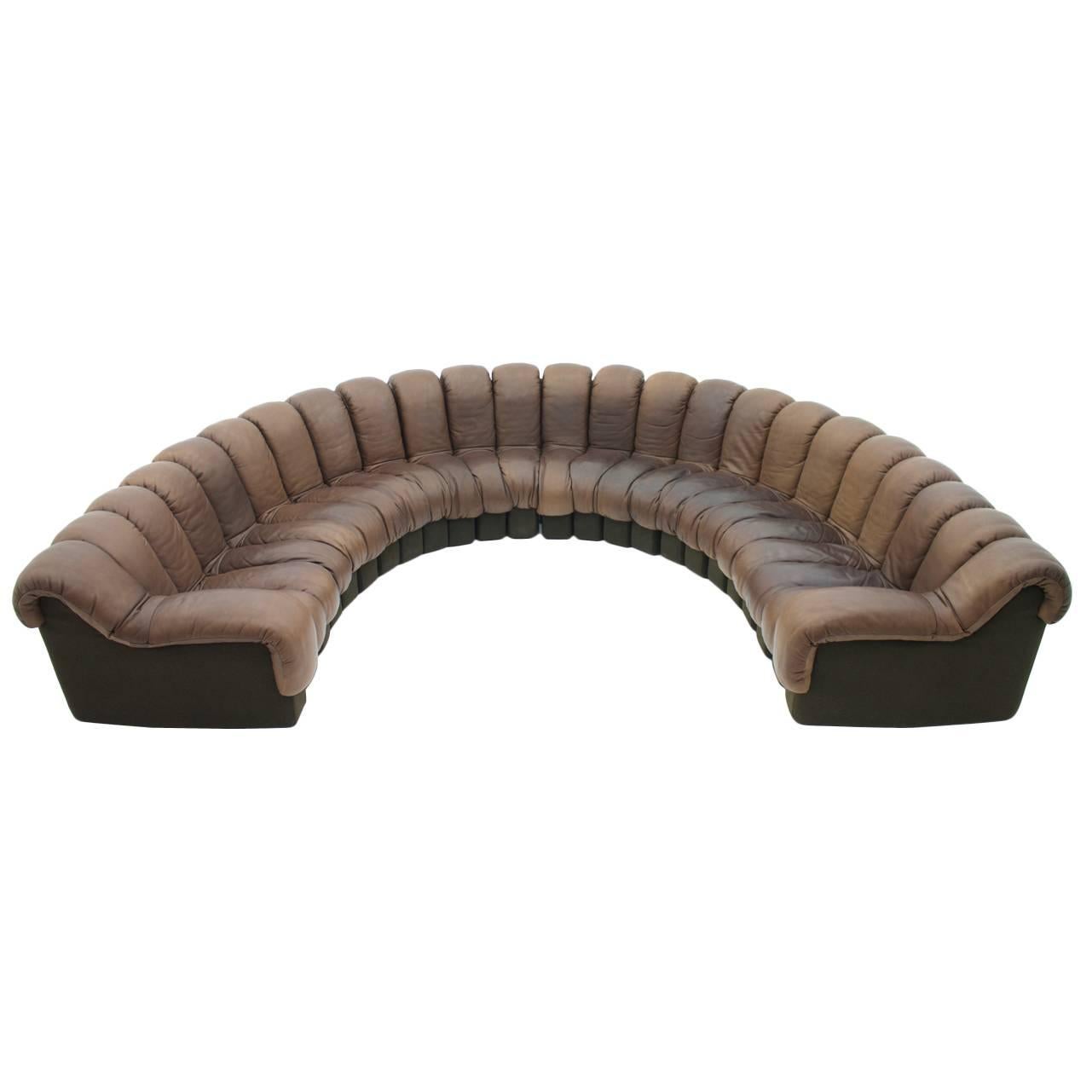 De Sede DS 600 Non Stop Sofa with 24 Elements Brown Leather Ueli Berger Endless