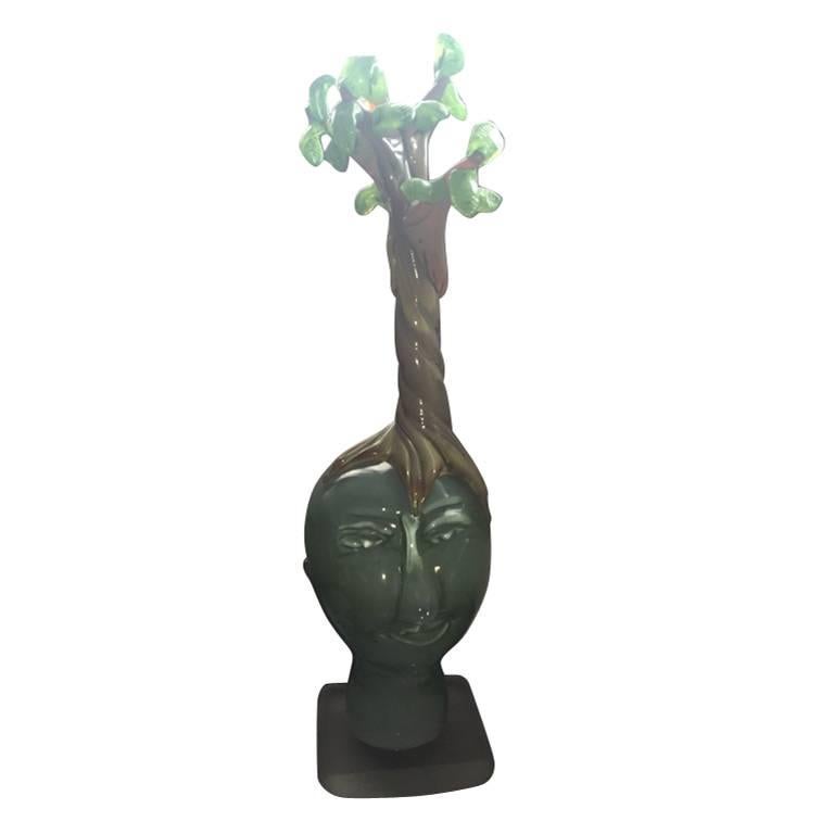 Handblown Glass Tree Head "Summer" Sculpture For Sale