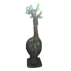 Skulptur eines Baumkopfes aus mundgeblasenem Glas „Sommer“