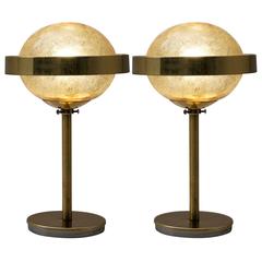 Set of Two Table Lamps in Brass and Glass 12