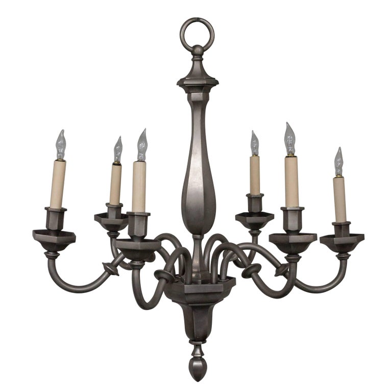French Chandelier In A Pewter Finish, Antique Pewter Finish Chandeliers