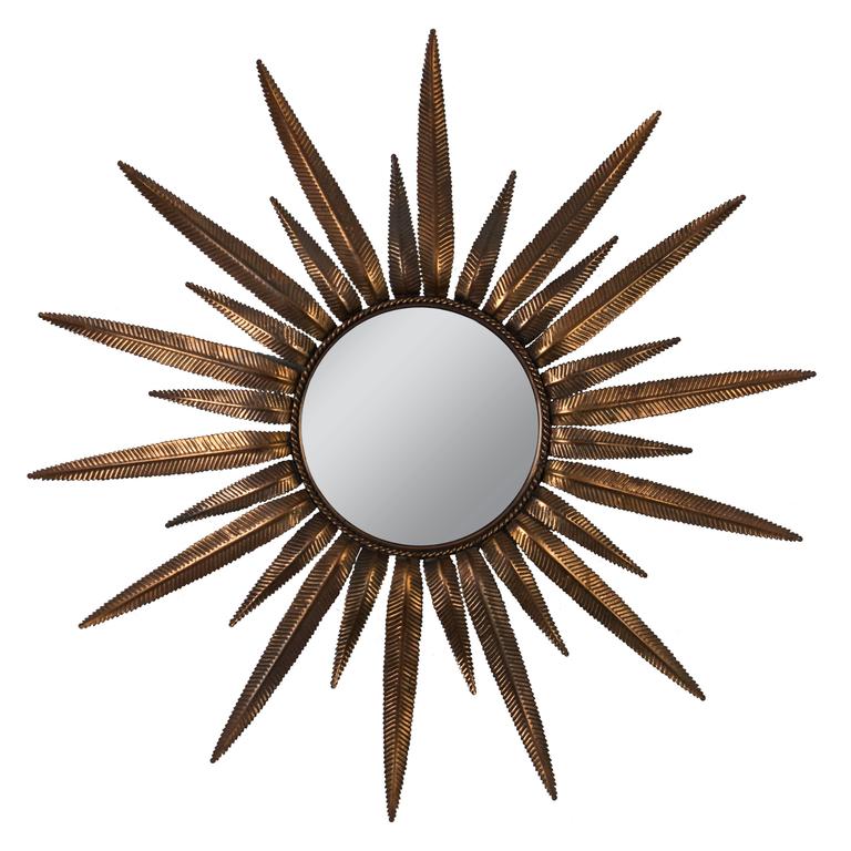 CopperPlated Sunburst Mirror For Sale at 1stdibs
