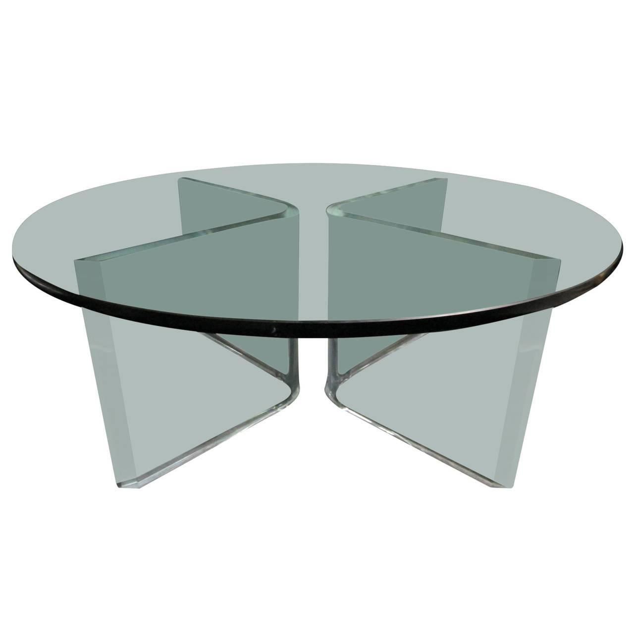 Glass Coffee Table on Bent Lucite Base