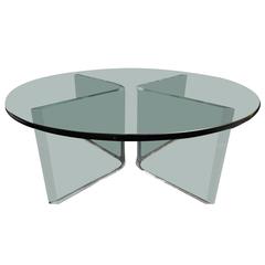 Glass Coffee Table on Bent Lucite Base
