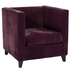 Cube Lounge Chair in Plush Purple Velvet