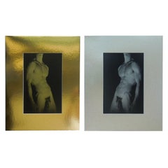 Pair of Modern 20th Century Gold & Silver Male Nude Original Photographs