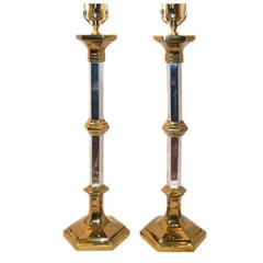Pair of Moderne Nickel and Brass Table Lamps 5
