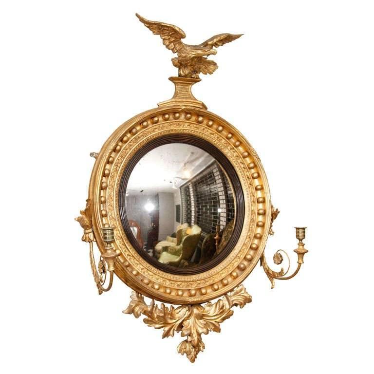 Regency Giltwood Convex Mirror For Sale at 1stdibs