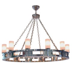 4' Oversized Chrome Twelve-Light Chandelier