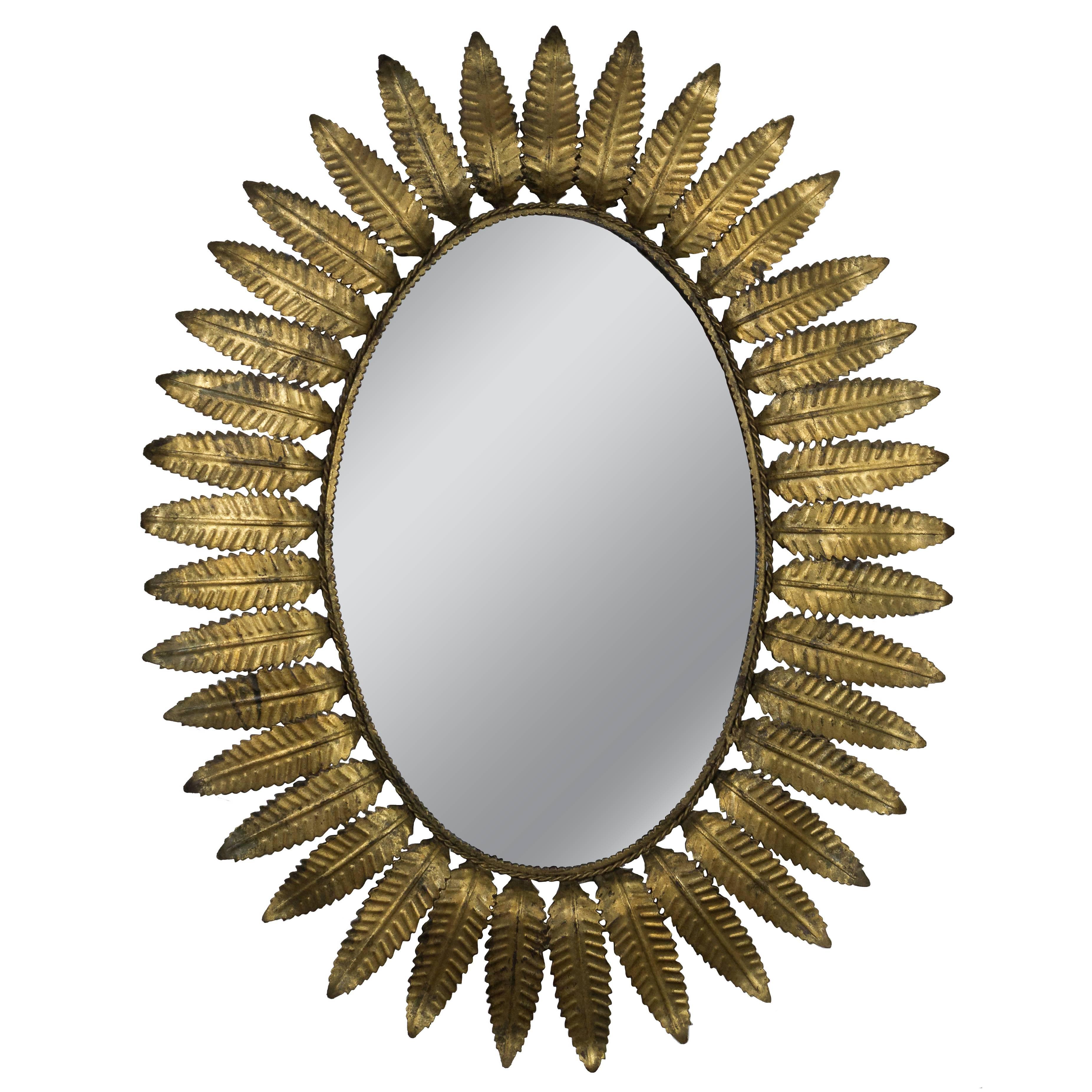 Large Oval Gilt Sunburst Mirror