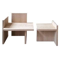 Shelf Armchair and Table Set in Natural Oak