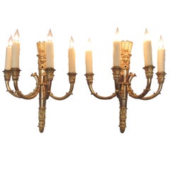 Pair of Mid 19th C French Empire Bronze Sconces