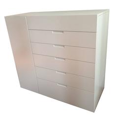 Italian Modern Sideboard Ivory Lacquer with drawers and side door 11