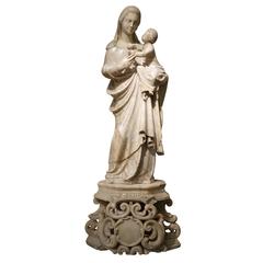Virgin and Child in Marble, Carved in the Round, Northern Italy, 16th Century