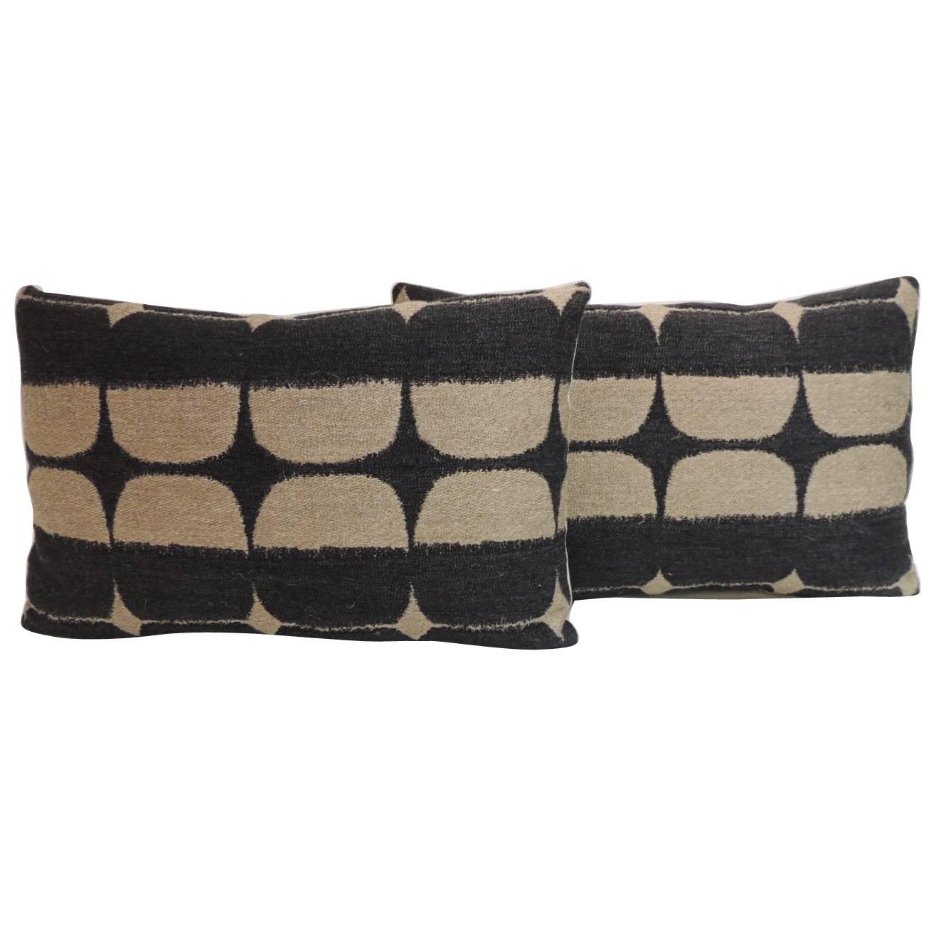 Pair of Mid-Century Modern Graphic Lumbar Decorative Pillows