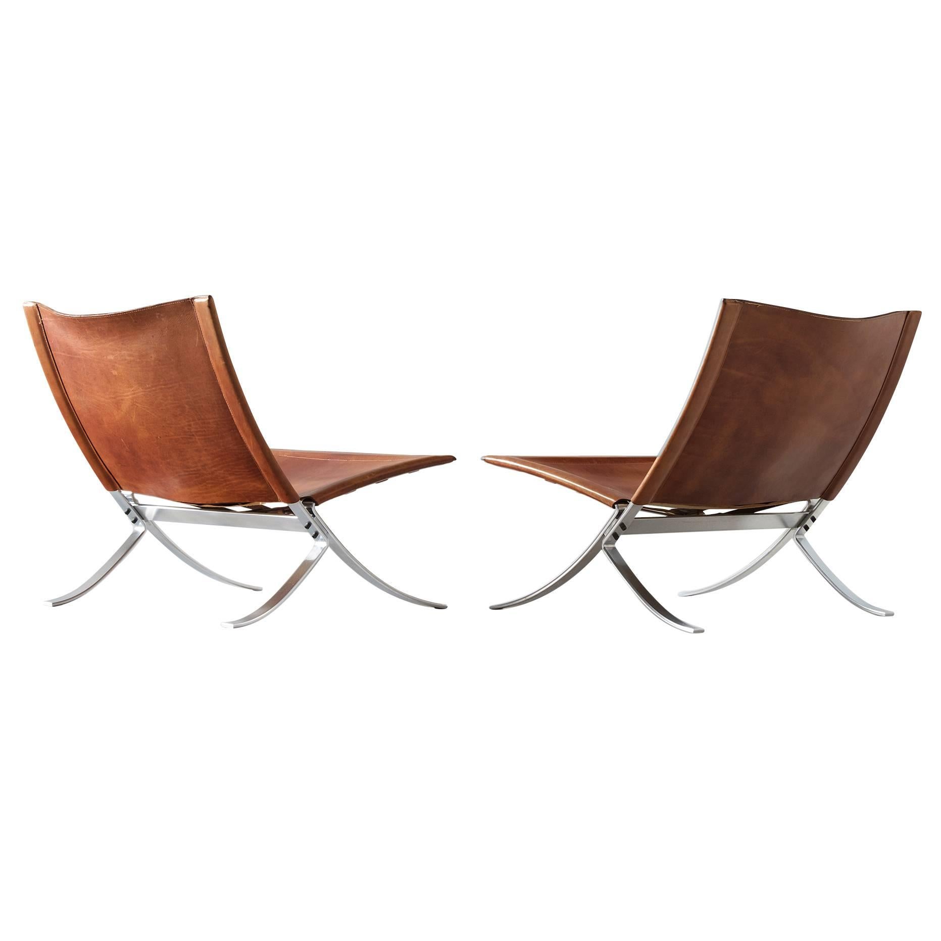 Steen Ostergaard Pair of Cognac Leather Lounge Chairs