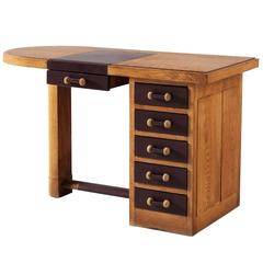 Small Oak Desk with Leather Top