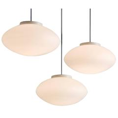 Set of Five White Pendants in Opaline Glass 10