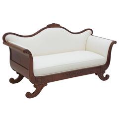 Scandinavian Empire or Early Biedermeier Sofa with Mahogany Frame and Upholstery