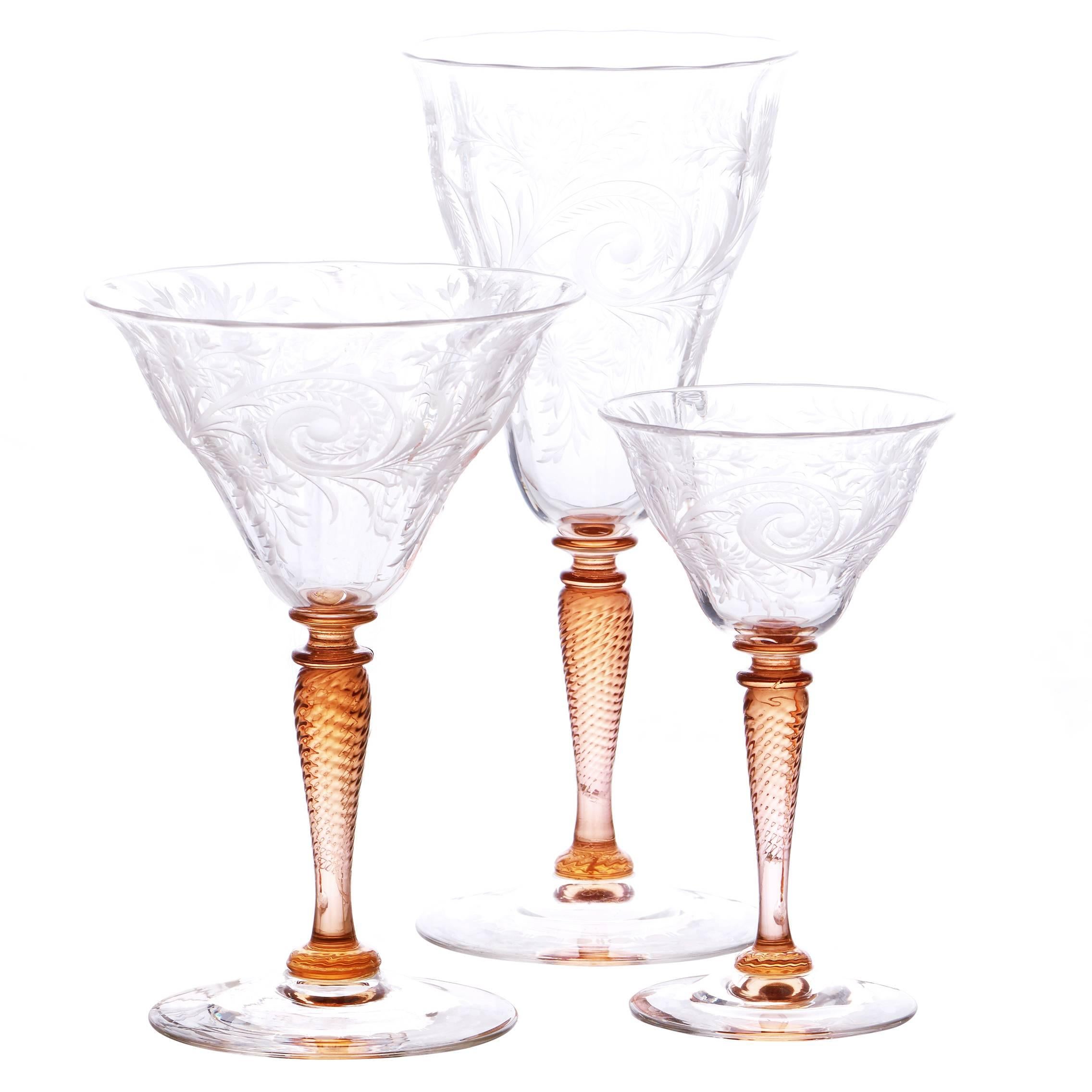 Steuben One-of-a-Kind Engraved Stemware Service