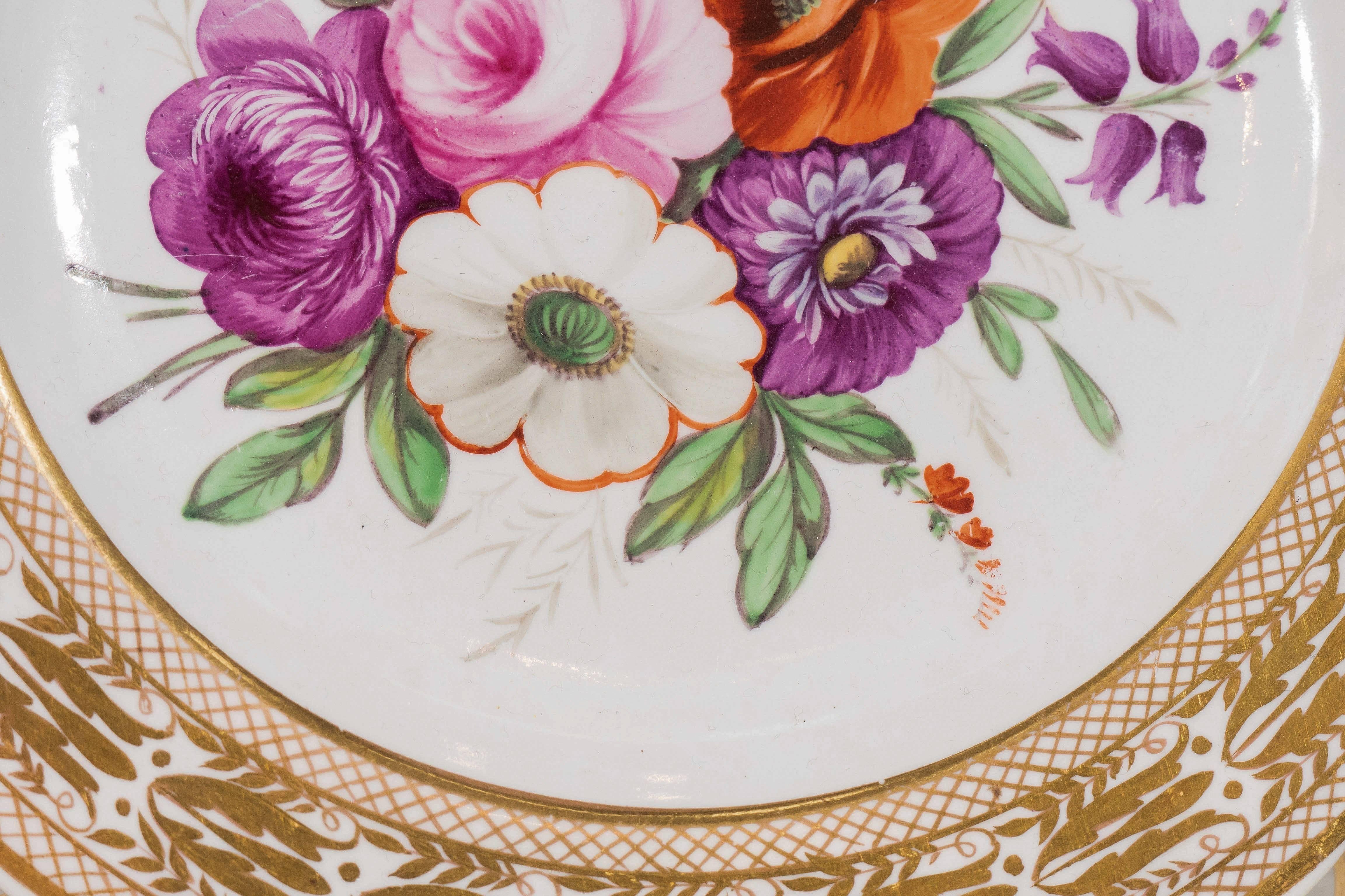Hand-Painted Antique Porcelain Dishes Painted Flowers