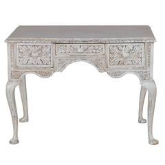 Antique English Queen Anne Style Carved and Painted Oak Side Table, circa 1850