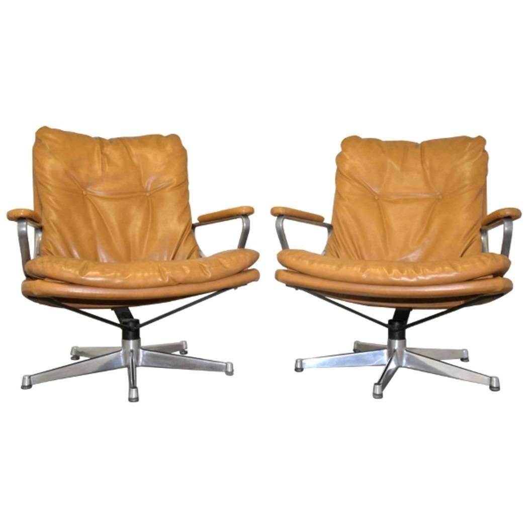 Vintage Strässle "Gentilina" Lounge Swivel Armchairs, Switzerland 1960s For Sale