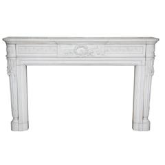 Pair of Antique Louis XVI Statuary Marble Fireplace Surrounds