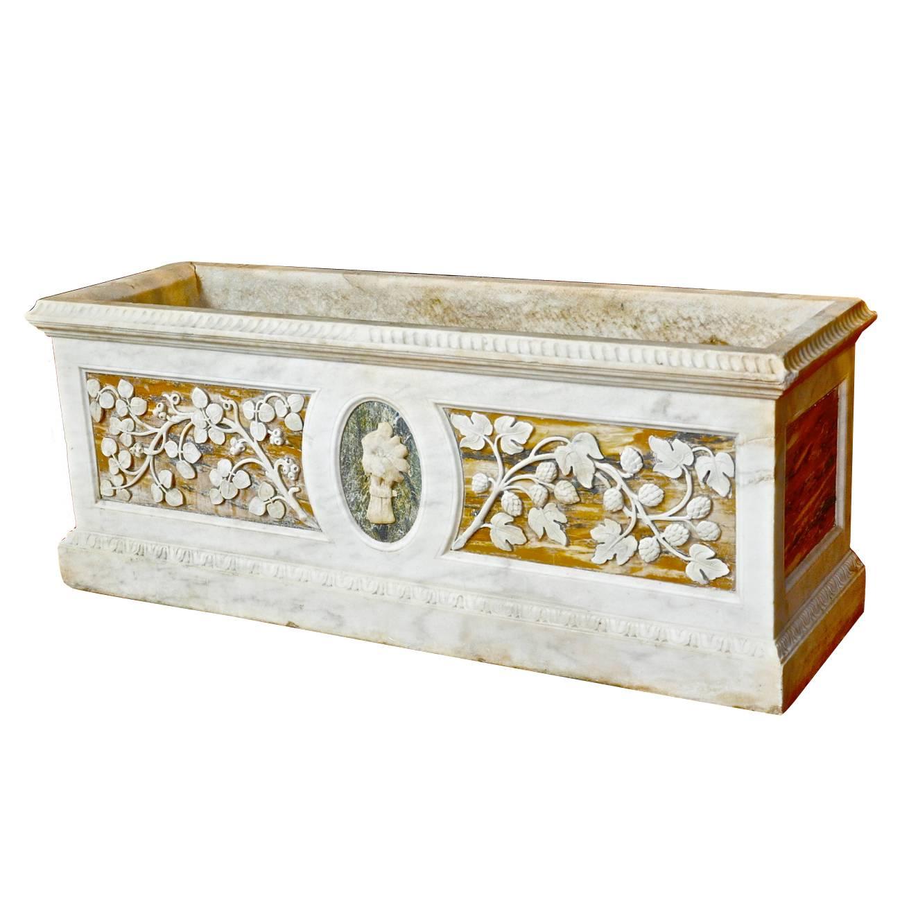 Carved Roman Grand Tour Marble Planter or Trough