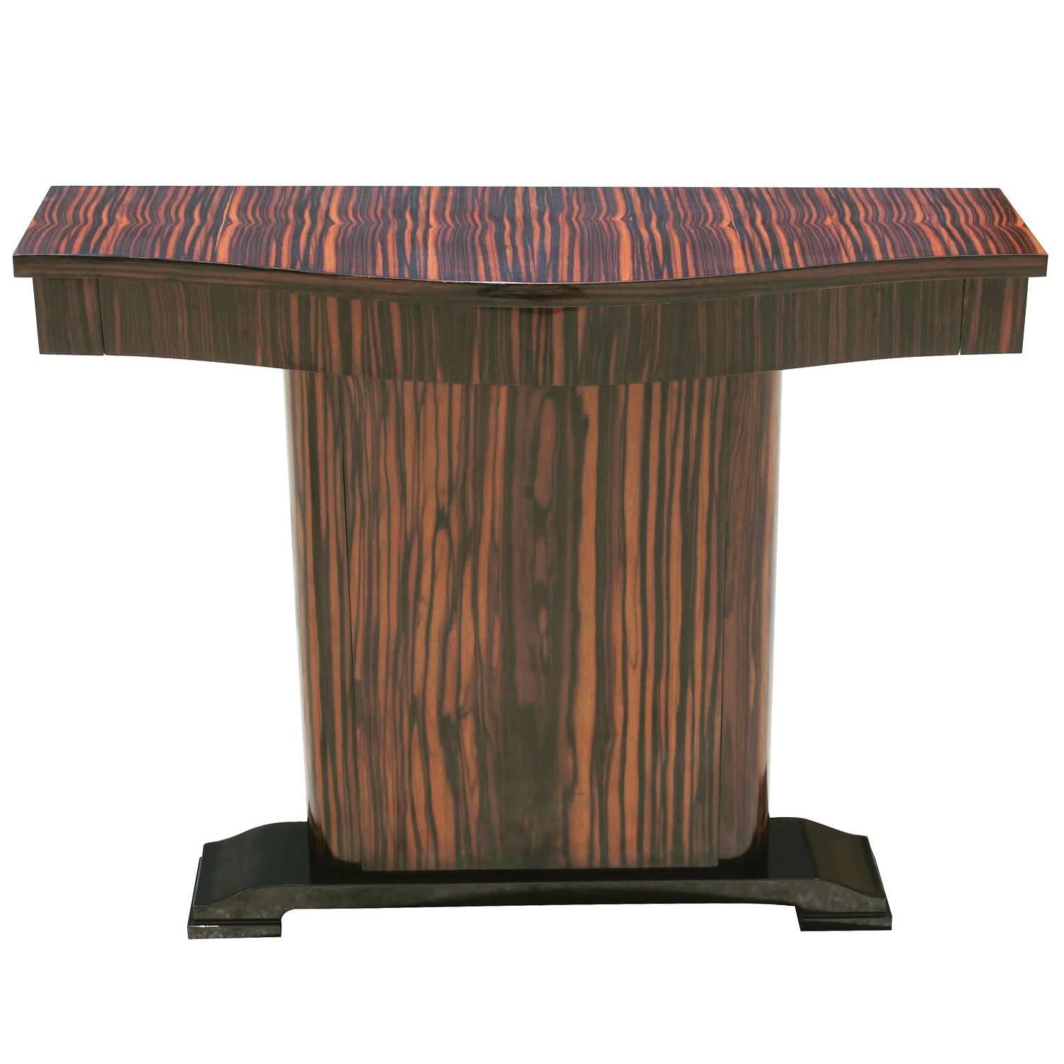 Gorgeous French Art Deco Exotic Macassar Ebony Console Table, circa 1940s
