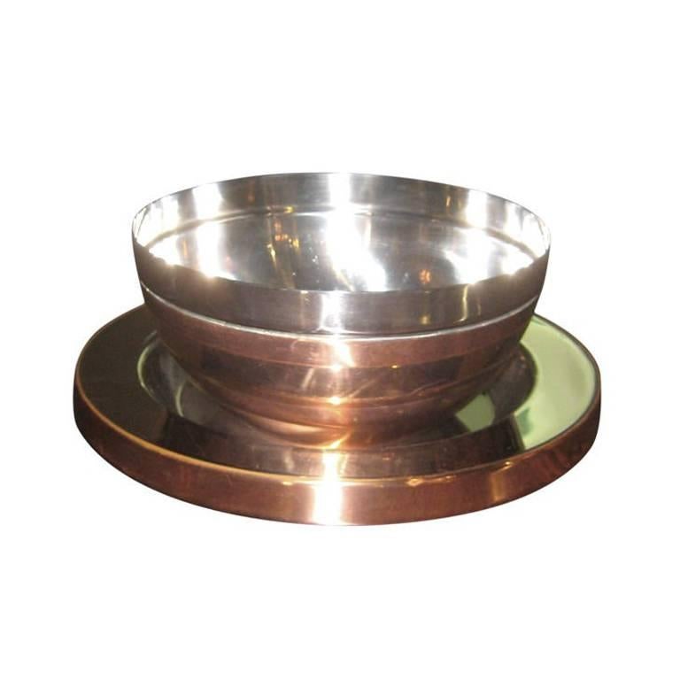 Gabriella Crespi Steel and Copper Centre Bowl and Charger