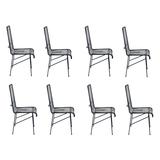 Set of Eight Tall Iron and Cord Chairs