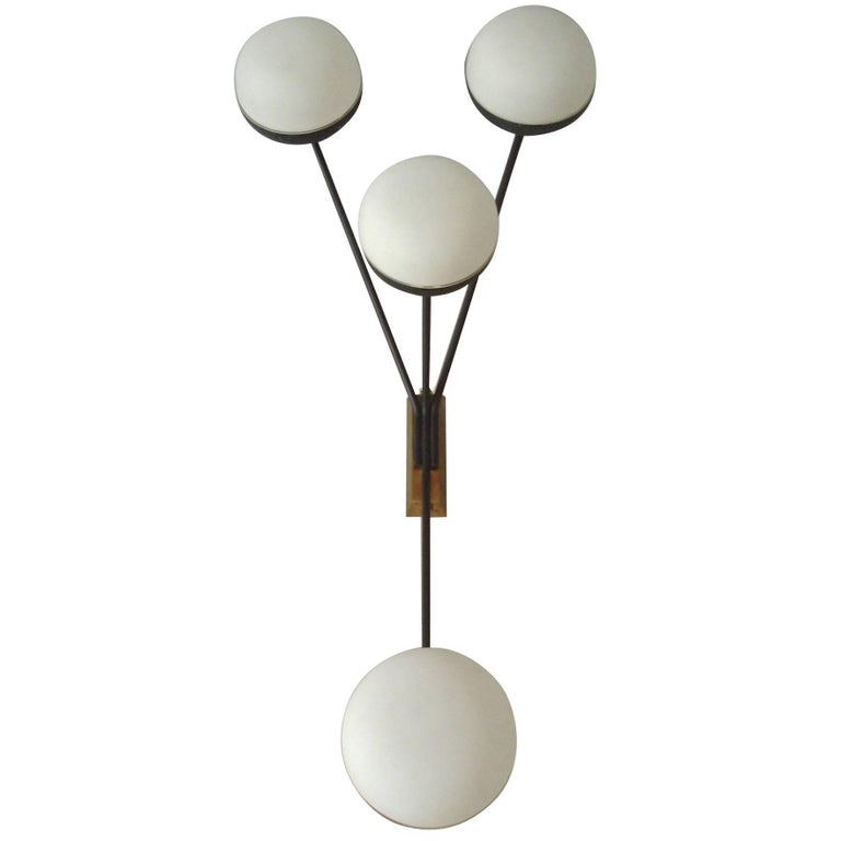 Rare Asymmetric Ceiling or Wall Lamp by Maison Arlus For Sale at