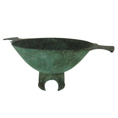 Large Marie Zimmermann Centerpiece Bowl with Encrusted Green Verdigris Patina