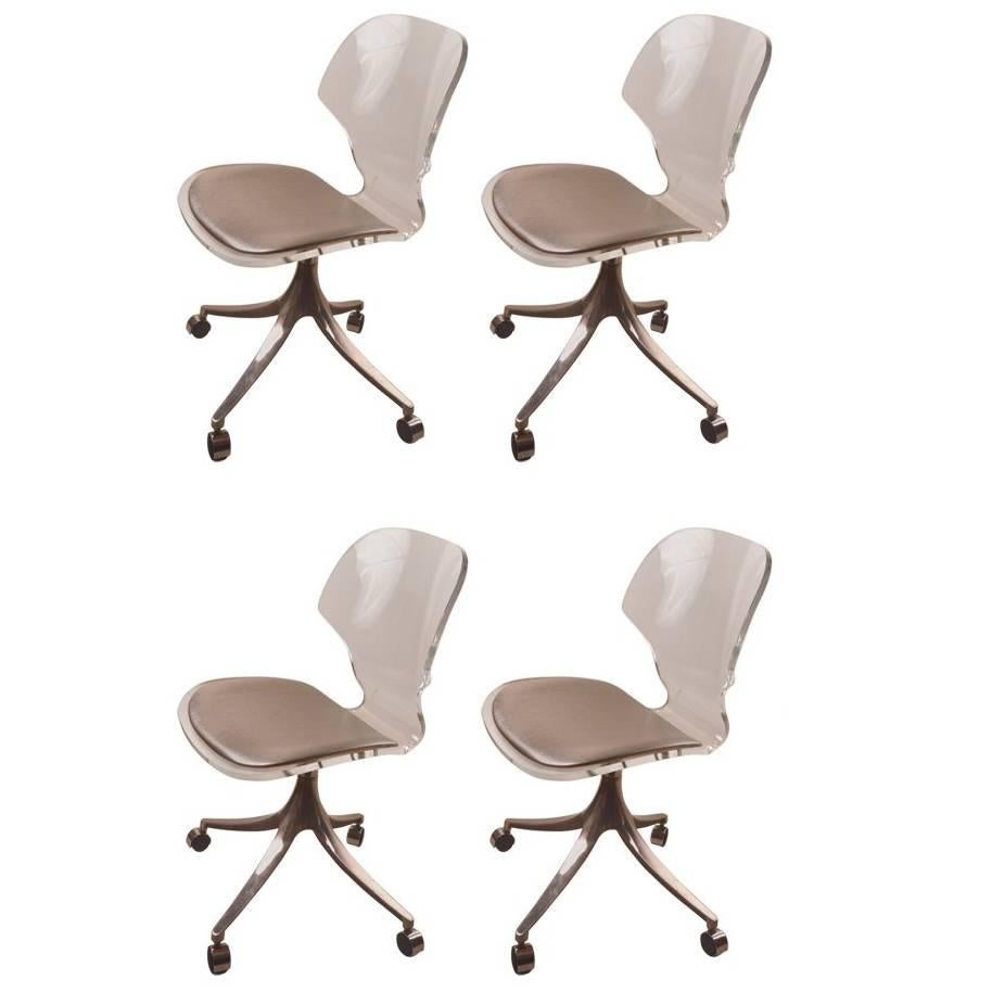 Lucite Swivel Dining Chairs by Hill Manufacturing Company