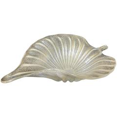 Large Murano Italian Gold Glass Leaf Shaped Centerpiece Bowl 5