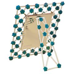 21st Century Gilt Bronze Floral Frame Green Agata Flowers,Gratitude Green