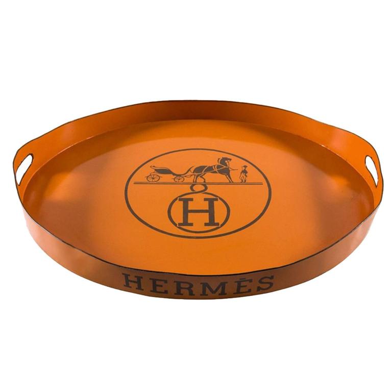 Vintage Style Hermes Inspired Metal Tole Tray at 1stDibs hermes