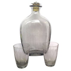 Vintage Scandinavian Mid Century Modern Minimalist Schnapps Decanter and Glasses Set