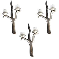 Set of Three Solid Bronze Sconces