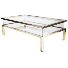 Chrome and Brass Vitrine Table by Romeo Rega