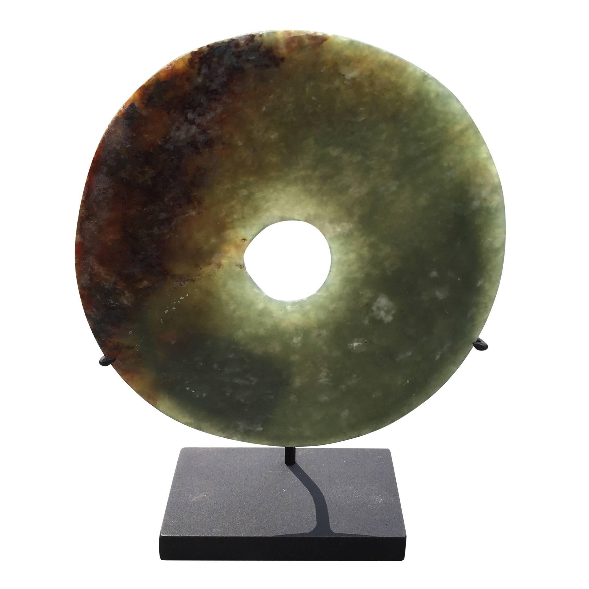 China Ancient Heavenly green Jade Disc "Bi" Wealth Status Objects 4000 Years