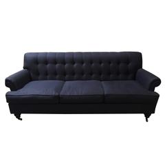Whitby Sofa by Nathan Turner for Elite Leather in Indigo Asbury Linen