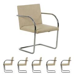 Six Ludwig Mies van der Rohe for Knoll BRNO Chrome Dining Chairs, circe 1979