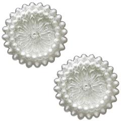 Rare White Crystal Glass Ceiling or Wall Flush Mount by Limburg 1960s 11