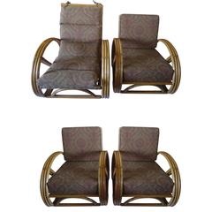 Set of Four Vintage Rattan Pretzel Chairs