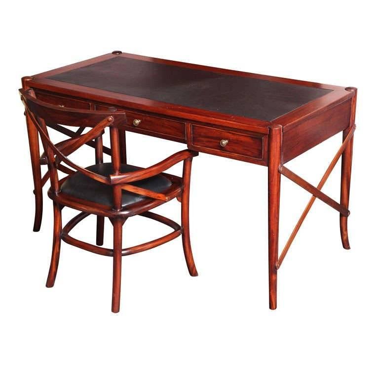 Mahogany Desk, Handmade, Safari Style, Chair Will Fit under Desk For